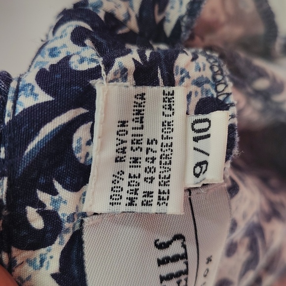 Madison West Slip Dress Blue White Print Size 9 10 Zip Back Vintage - Picture 4 of 6